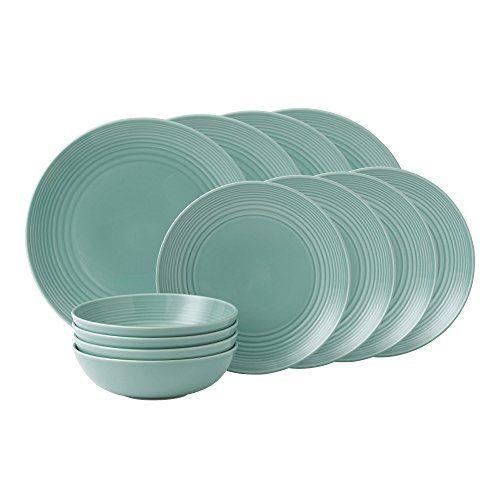 Royal Doulton Maze Service de vaisselle 12 pièces en grès Bleu sarcelle - GRMZTE22417
