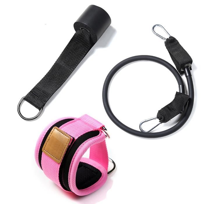 Porte de remise en forme Sports Exercice Bande Élastique Avec Anneau De Pied Leggings Boucle Sangle De Cheville -Rose