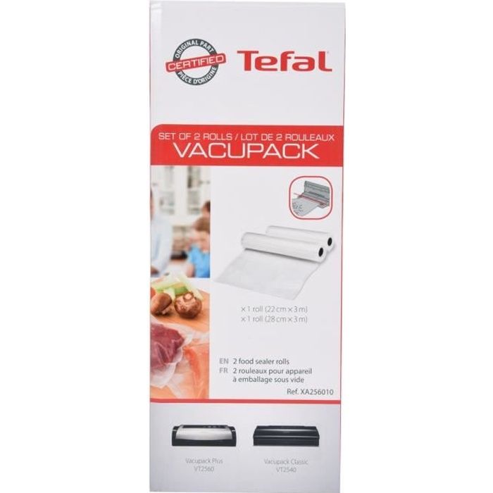 TEFAL Lot de 2 Rouleaux 22×30cm + 28×30cm - Vacupack Plus et Classic - XA256010