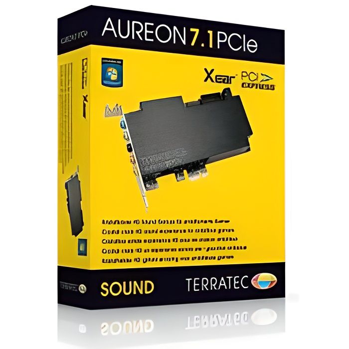 TERRATEC Carte de son interne AUREON 7.1 PCIe - Qualité audio : 24 bit - SNR : 100 dB - Connectique : PCI-E - RAM minimale : 1024 Mo