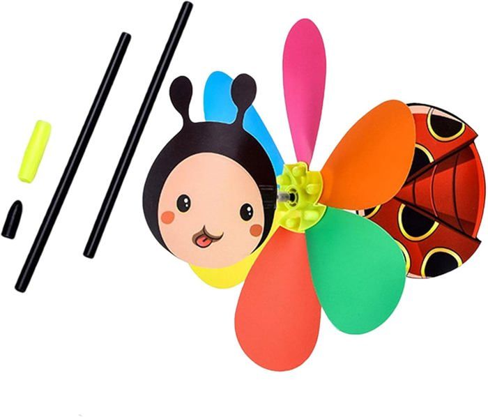 Moulin à Vent Dessin Animé Animal Vélo - Spinner Jardin 53x89 Cm Couleurs Vives