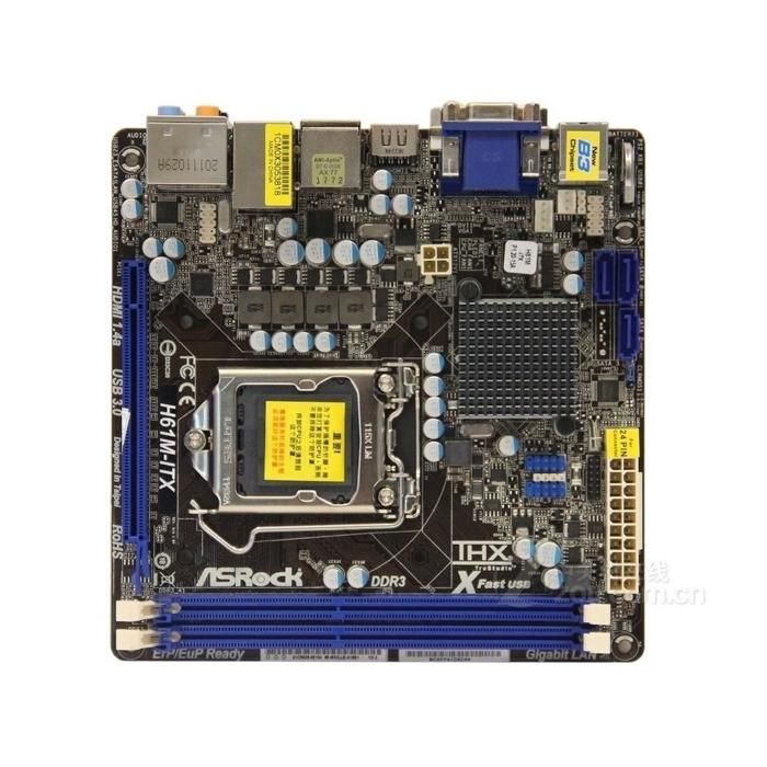 Carte mère ASRock H61M-ITX Intel H61 LGA 1155 2xDDR3 16GB Mini-ITX - Asrock