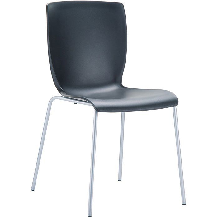 Chaise de cuisine ou veranda empilable pour interieur ou exterieur assise en plastique noir cadre en aluminium 10_0003023 Chaise de cuisine ou veranda empilable pour interieur ou exterieur assise en plastique noir cadre en aluminium 10_0003023