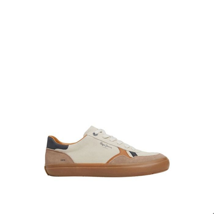 Pepe Jeans Baskets - Pepe Jeans - Travis - Rétro - Cuir - Plat - Chalk