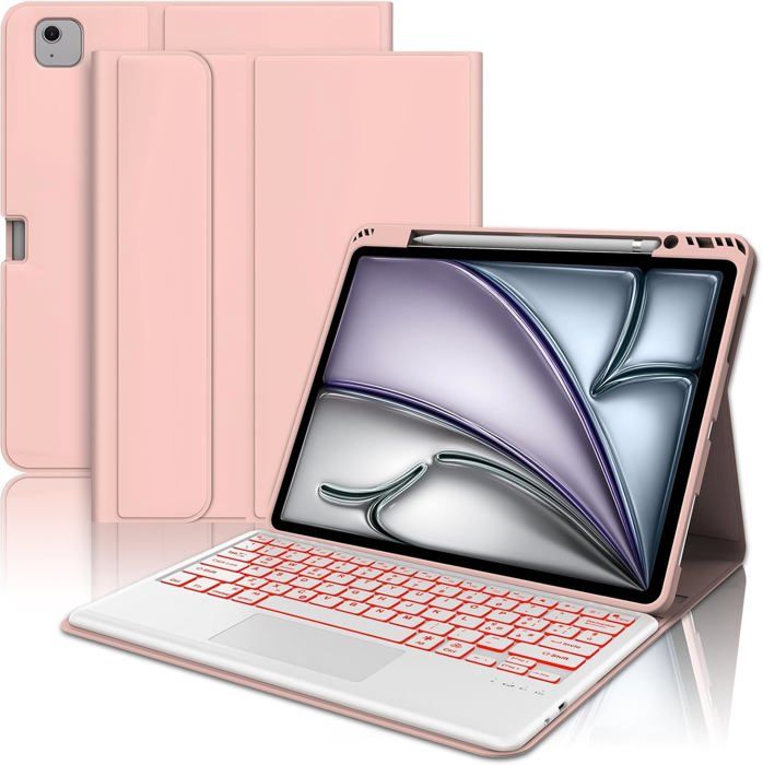 Clavier Nuflaz Pour IPad Air 13 (M2/M3 2024-2025) & IPad Pro 12.9 - AZERTY Rétro-éclairé