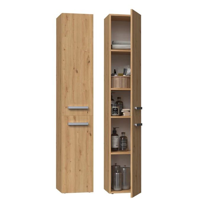 Meuble de salle de bain - Artisan - Armoire - 5 étagères - 30 x 30 x 174 cm - Élégant