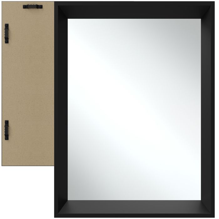 Miroir - TECTAKE - Miroir mural ELINA rectangulaire en verre avec crochets de fixation 40 x 60 cm - Noir