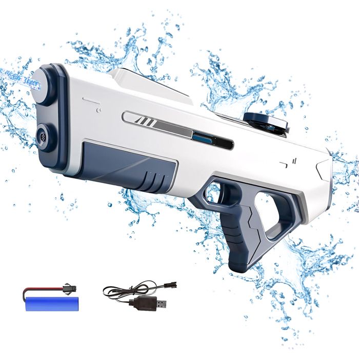 IEEILULU Pistolet à Eau Électrique Rechargeable - Portée 8-10m - Batterie 500mAh - Fun Été Bleu