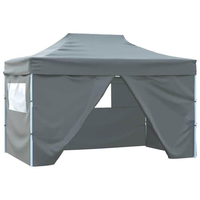 Tente de réception-Tonnelle de Jardin pliable avec 4 parois 3x4 m Acier Anthracite