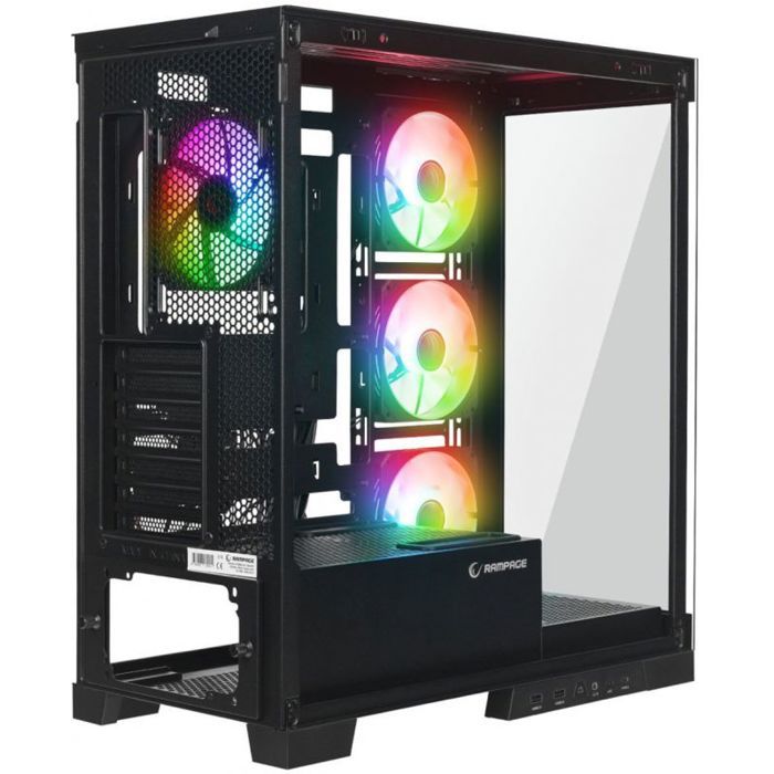 Unite centrale seule - mini pc Rampage Boîtier PC Hydra V2 Aquarium 4 ventilateurs ARGB Noir