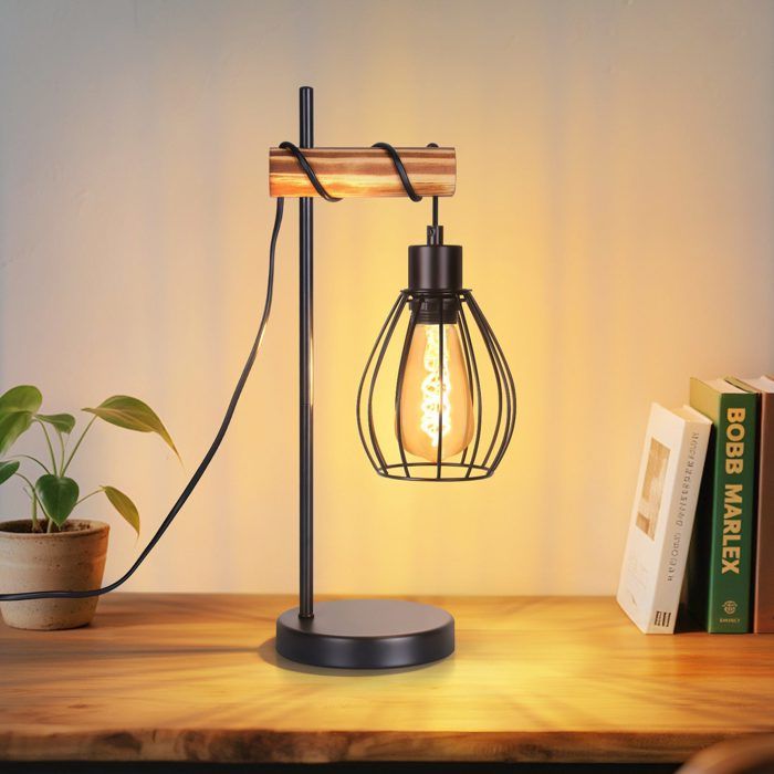 Homefire Lampe de table lampe de chevet vintage E27 en métal rétro pour bureau