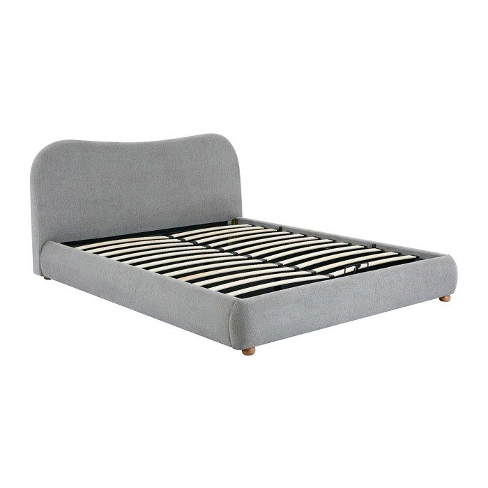 Lit coffre 120 x 190 cm - Tissu - Gris clair - VANARI