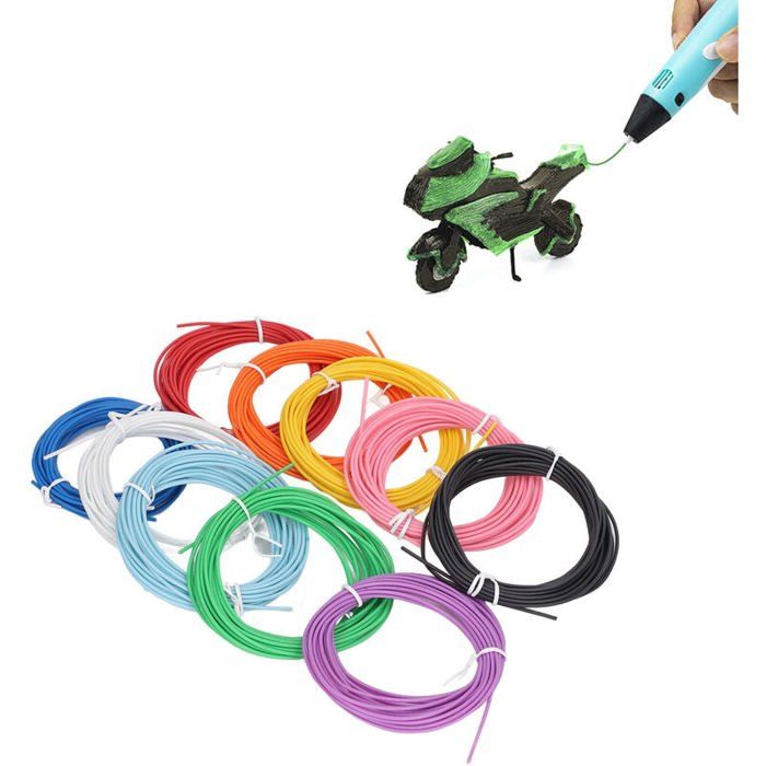 Filament de stylo 3D PLA, 10 couleurs, stylo 3D et stylo d'impression ...