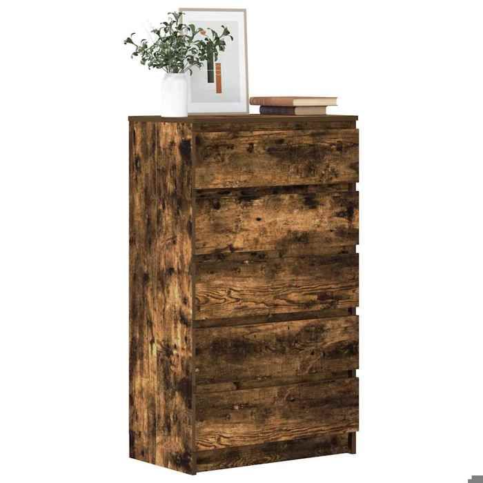 SALE 2026 Armoire/Cabinet à tiroirs Brun - Commode Chêne fumé 60x36x103cm - bois dingénierie PRO406866863