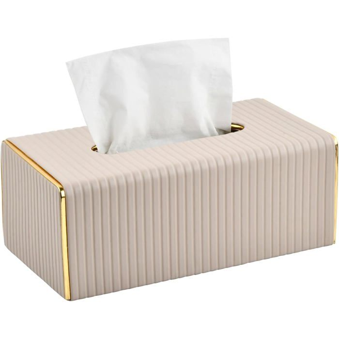 Distributeur de Mouchoirs Rectangulaire en Cuir PU Porte-Mouchoirs Déco pour Table Commode et Voiture .