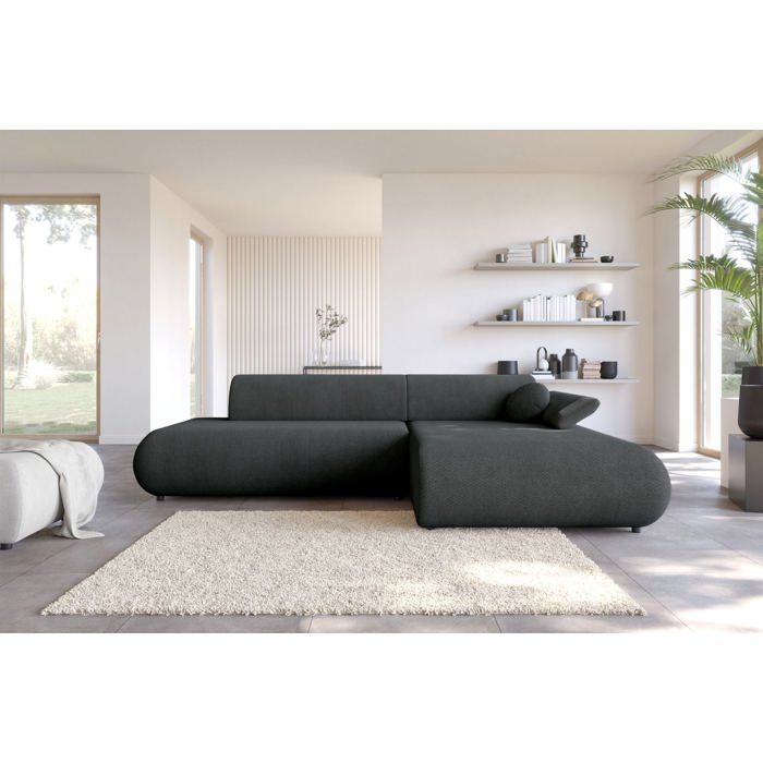 Canapé dangle convertible – ARMONE – Chenille – angle à droite – Graphite