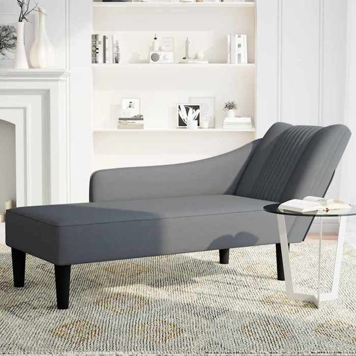 (SOLDE 2026)Chaise longue Simple - ZENCORE - Siège long/MÉRIDIENNE - avec accoudoir droit gris foncé velours 22078806988