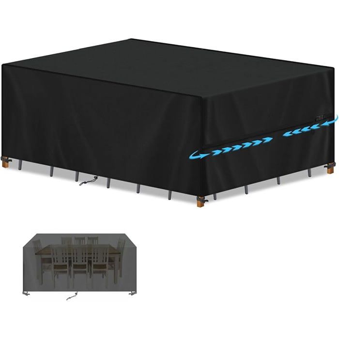 Bache de Protection Exterieur Salon de Jin Impermeable Bache Table Exterieur Anti-UV 420D Ox Tissu 220x110x75cm