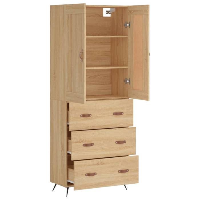 (6498)Meuble rangement - Buffet haut - contemporain - Chêne sonoma 695x34x180 cm Bois dingénierie poid:55 kg
