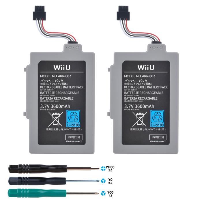 2 piles3600mAh Wii U Gamepad Batterie pour Nintendo Wii U Gamepad WUP 010 WUP 012 Remplacement