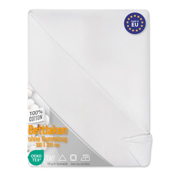 Lot de 2 Draps Plats en Coton  pour 1 ou 2 Personnes – Drap de Lit Simple Double 100x200 cm