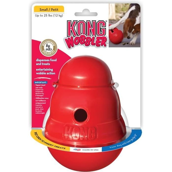 Jouet distributeur de friandises - KONG - Wobbler Small - Caoutchouc - Rouge - Pour chien Jouet distributeur de friandises - KONG - Wobbler Small - Caoutchouc - Rouge - Pour chien