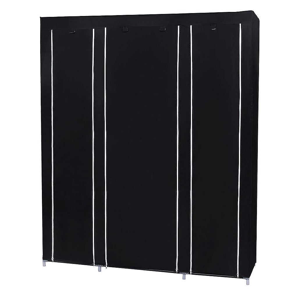 Armoire Penderie à 12 Compartiments Tissu Noir 150 x 175 x 45 cm