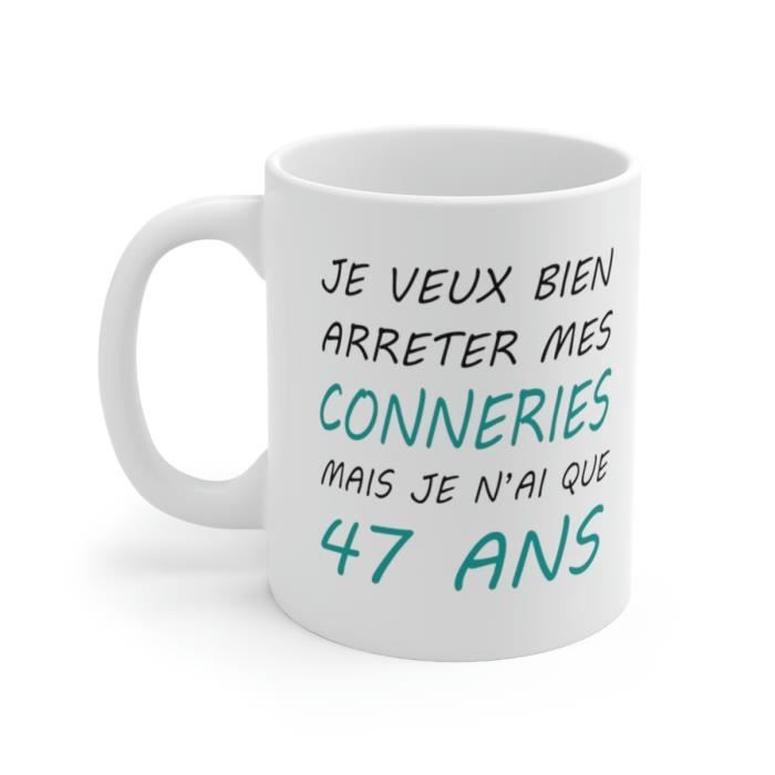 Mug Anniversaire 47 ans Idée cadeau anniversaire homme ou femme
