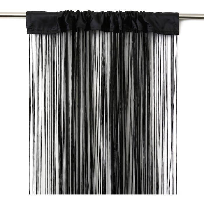 Rideau De Porte à Fils 90x245 Cm Gris Foncé - Oeko-Tex, Raccourcissable, Lavable, Passe-Tringle