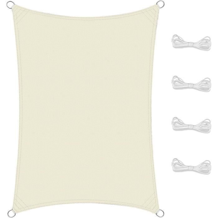 Voile D'ombrage 2.6x4m Résistant - Protection UV 95% - Pour Terrasse, Jardin, Balcon - Jaune Sable