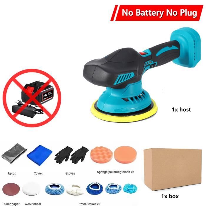 Polisseuse Voiture Sans Fil 21V Compatible Makita - Kit Avec 2 Batteries, 8 Vitesses, Plateau 6 Pouces