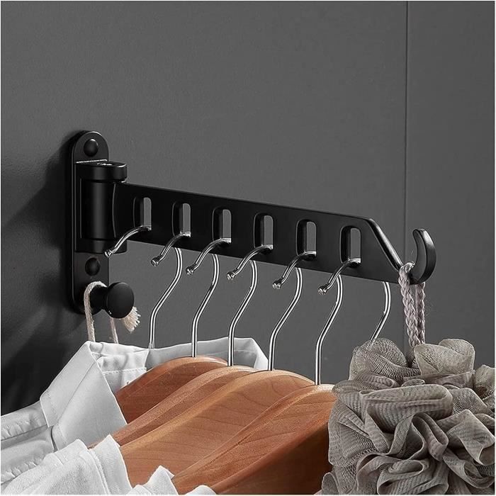 2 Crochets à Vêtements Pliables Aluminium Avec Barre - Pour Mur, Sans Perçage Optionnel - Salle De Bain, Chambre