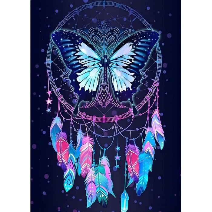 DIY Broderie Diamant Papillon Bleu 80x80cm Kit de Peinture Diamant 5D,Diamant Painting,Peinture Par Numéro, Diamond Painting Point De Croix Arts Craft, Ldéal Pour la Décoration