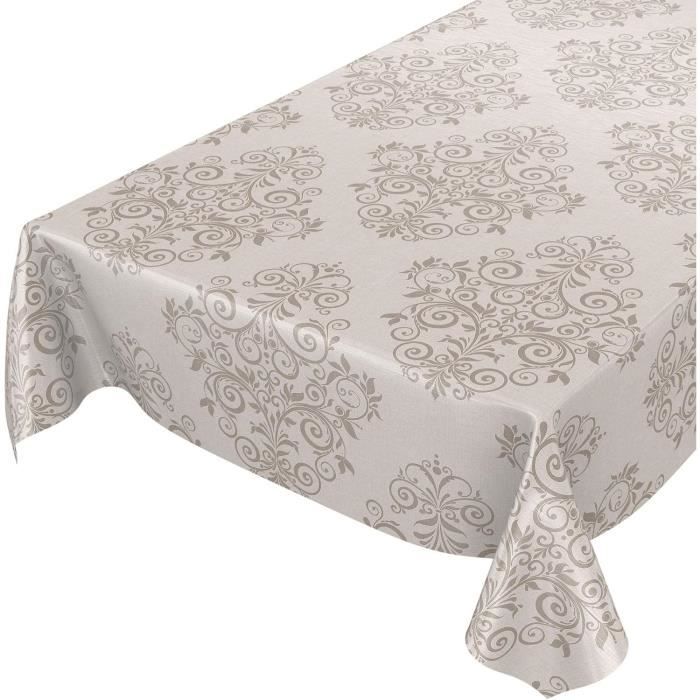 Nappe En Toile Cirée Lavable Motif Campagne Gris Vieilli - Dimensions 180x140 Cm - Imperméable Et Facile à Nettoyer - 5