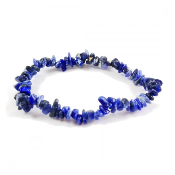 Bracelet - Confiance et sérénité - Sodalite naturelle - Élastique - Longueur 18cm - Perles baroques