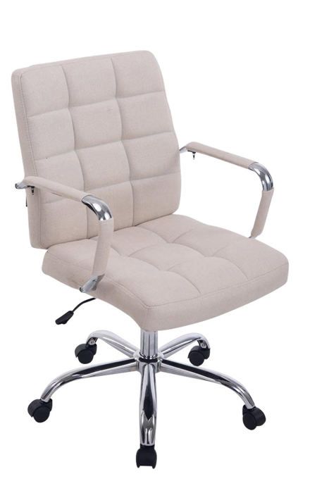 chaise fauteuil de bureau à roulettes en tissu crème hauteur réglable bur10114