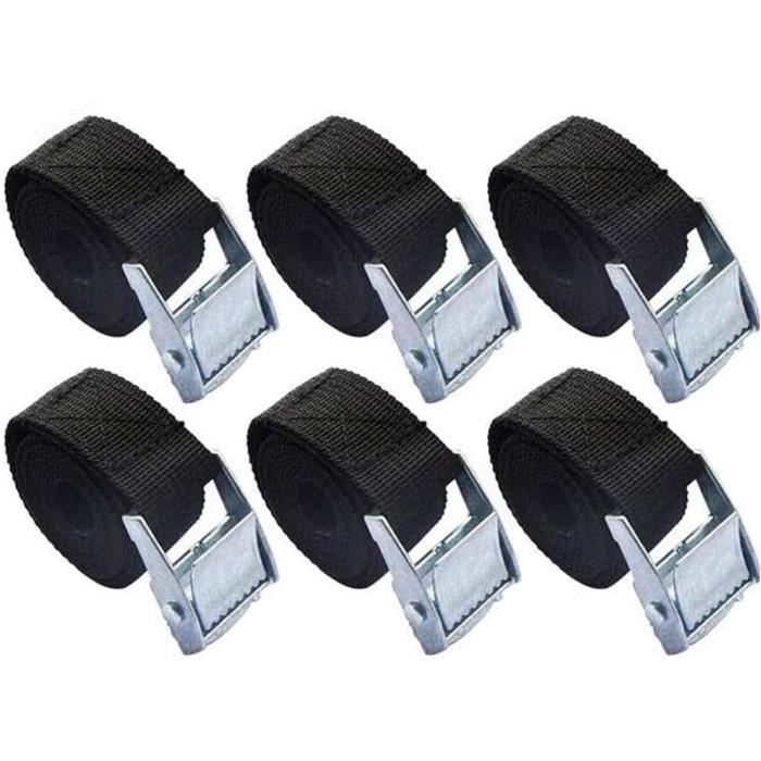 Lot De 6 Sangples De Verrouillage Robuste - Boucle à Cliquet Métal, Sangle Réglable, Réutilisable