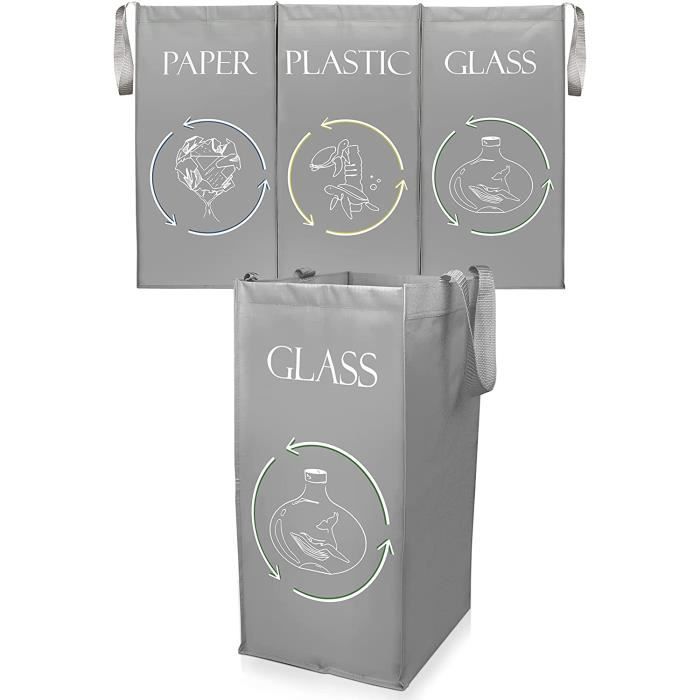 Sac a Tri Selectif, Trio de Sacs pour Le Tri S?�lectif - 40L Verre, 40L Papier & 40L Plastique 
