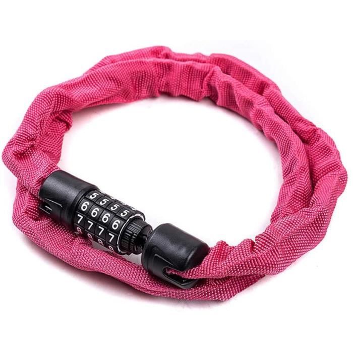 Antivol Vélo à 5 Chiffres - Cadenas Combinaison Chaîne 6x1200mm Solide, Serrure Mot De Passe Durable Pour Vélo, Porte Et Clôture