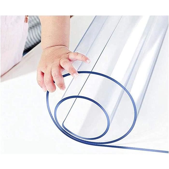 Royhom Nappe Transparente Épaisse 80 X 120 Cm - Protection Table PVC Imperméable, Antidérapante, Lavable, Résistante Chaleur Jusqu'à 80°C
