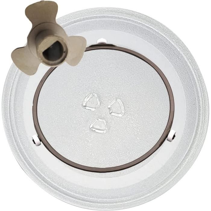 VIDETOL Assiette Micro-Ondes Universelle 24,5 Cm - Plateau Tournant Verre Avec 3 Fixateurs Et Noyau Rotatif