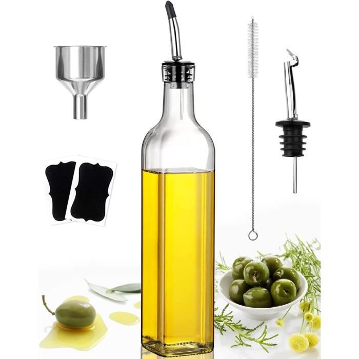 Bouteille Huile 500 ml Distributeur D'huile D'olive, Entonnoir en Acier  Inoxydable et Étiquettes, Récipient pour Bouteille D'h[354] - Cdiscount Auto