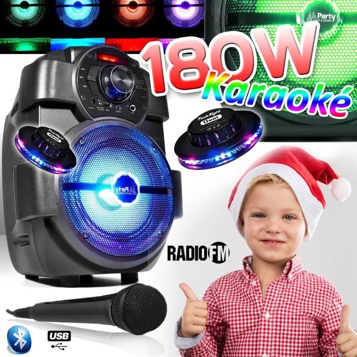 Karaoké Enfants Enceinte 180W portable Batterie avec MICRO USB/BLUETOOTH/  RADIO FM + 2 OVNI - Cdiscount Jeux - Jouets