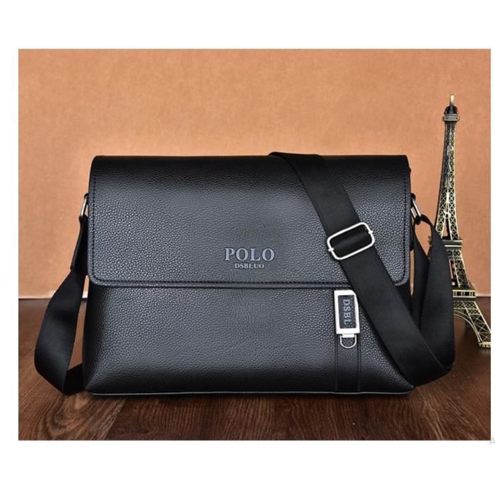 Porte documents de luxe en cuir pu pour hommes sac bandouli re