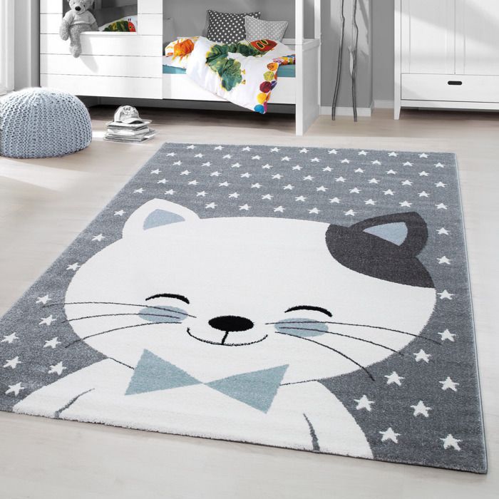 Tapis Design Pour Chat Avec Poil Court Pour Chat Pepiniere Gris Bleu Marbre 80x150 Cm Cdiscount Maison