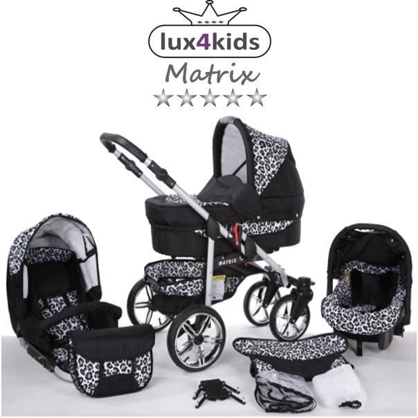 Poussette noir et leopard clearance