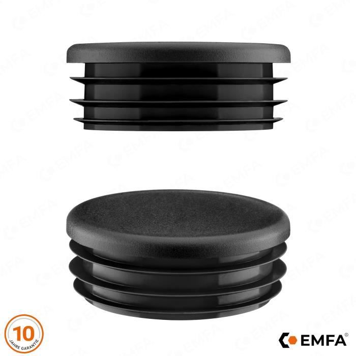 Bouchon plastique pour tube rond - Diamètre 10 mm -5 pièces – Noir - Capuchon plastique - Embout tuyau - EMFA®