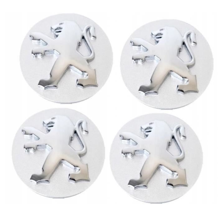 4 Cache-moyeus Peugeot 108 - Autocollant 3D Silicone Avec Logo - Protection Jante 56mm