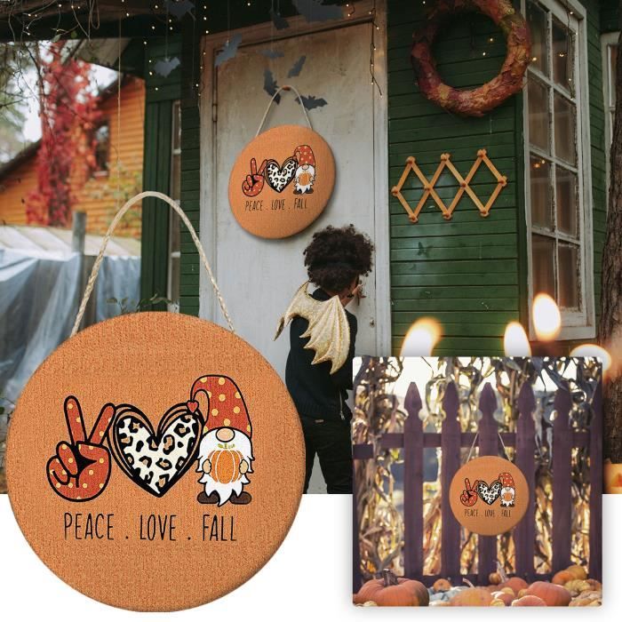 Panneaux Déco Halloween En Bois - 2 Pièces 'Happy Halloween' Avec Citrouilles - Pour Porte Ou Mur