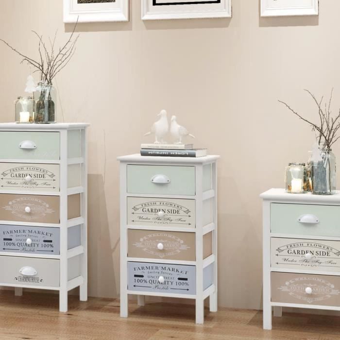 Armoire de rangement en style français - HOT•4514 - 4 tiroirs - Bois laqué blanc